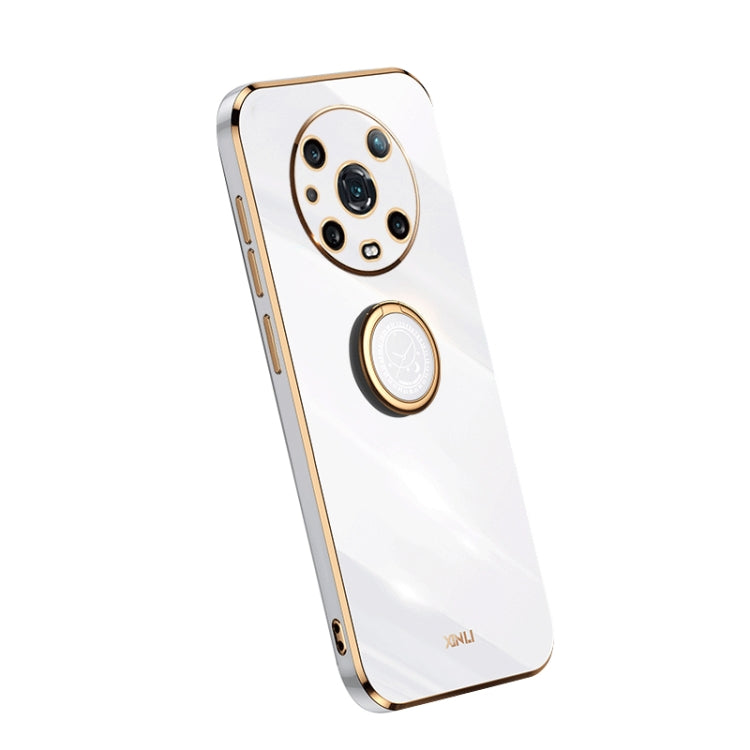 For Honor Magic4 Pro XINLI Straight Edge Electroplate TPU Phone Case with Ring