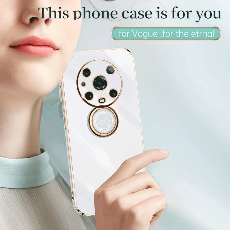 For Honor Magic4 Pro XINLI Straight Edge Electroplate TPU Phone Case with Ring