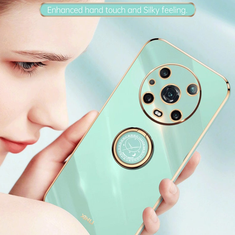 For Honor Magic4 Pro XINLI Straight Edge Electroplate TPU Phone Case with Ring