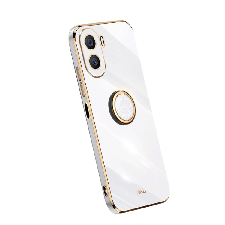 For Honor X40i XINLI Straight Edge Electroplate TPU Phone Case with Ring