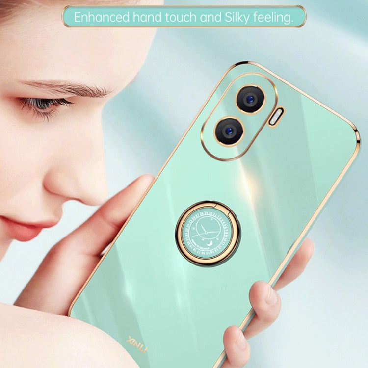 For Honor X40i XINLI Straight Edge Electroplate TPU Phone Case with Ring