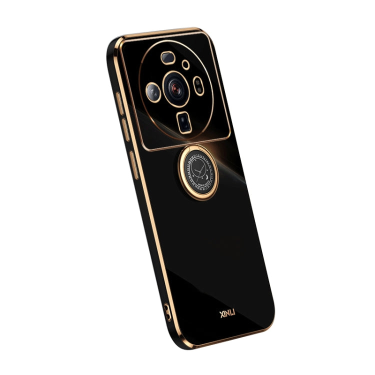 For Xiaomi 12S Ultra XINLI Straight Edge Electroplate TPU Phone Case with Ring