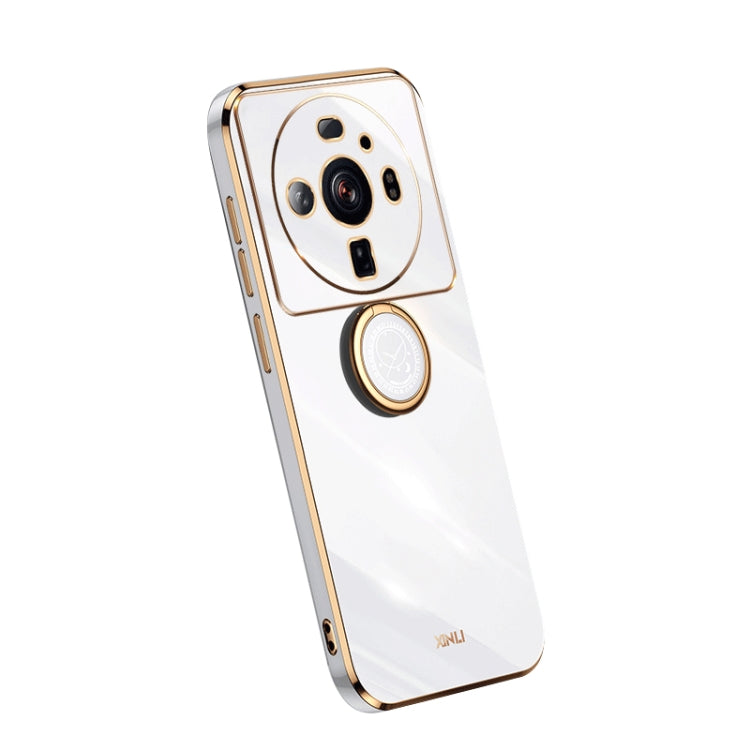 For Xiaomi 12S Ultra XINLI Straight Edge Electroplate TPU Phone Case with Ring