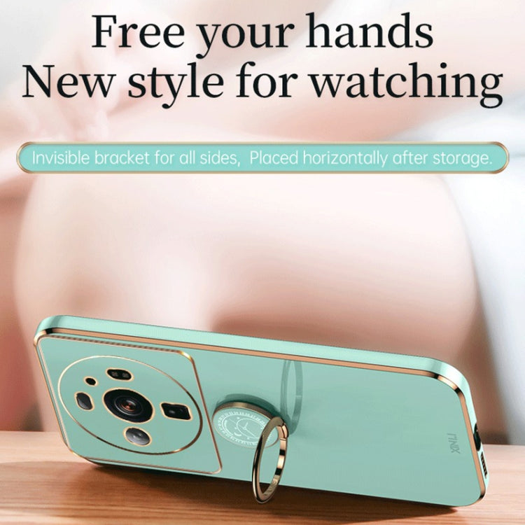 For Xiaomi 12S Ultra XINLI Straight Edge Electroplate TPU Phone Case with Ring