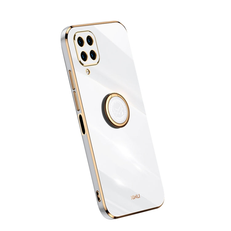 For Samsung Galaxy M32 4G XINLI Straight Edge Electroplate TPU Phone Case with Ring