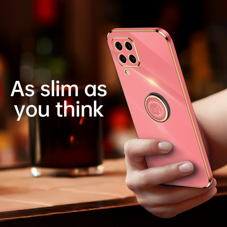 For Samsung Galaxy M32 4G XINLI Straight Edge Electroplate TPU Phone Case with Ring