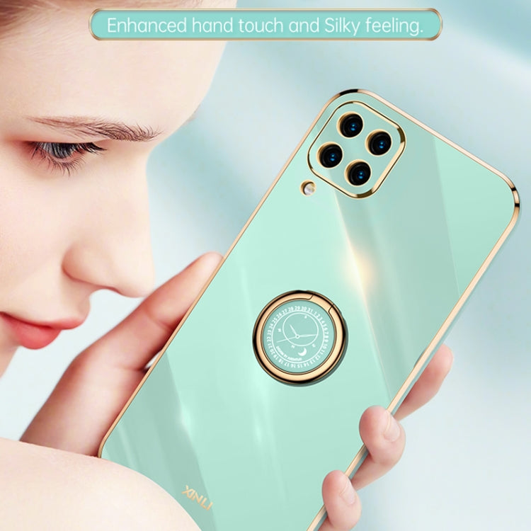 For Samsung Galaxy M32 4G XINLI Straight Edge Electroplate TPU Phone Case with Ring