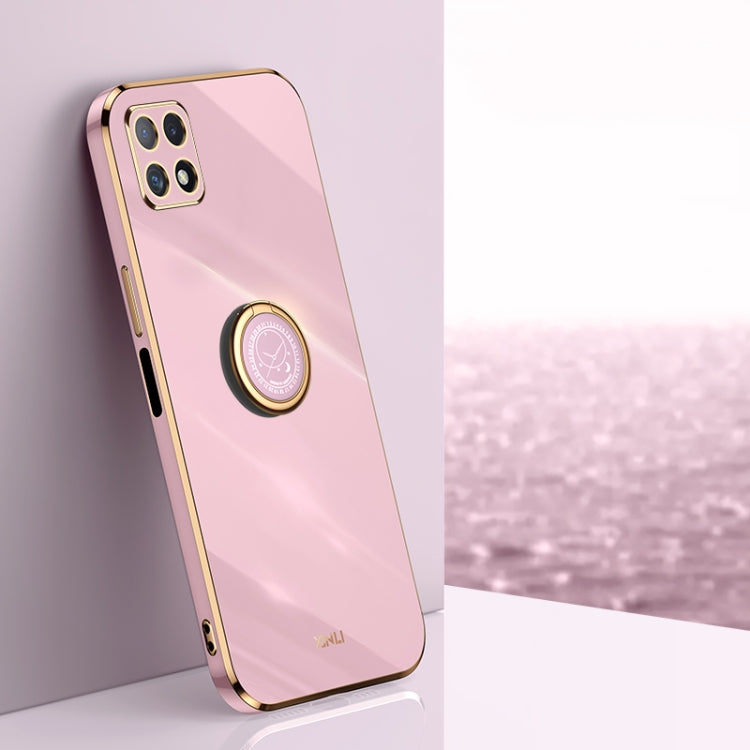 For Samsung Galaxy A22 5G XINLI Straight Edge Electroplate TPU Phone Case with Ring