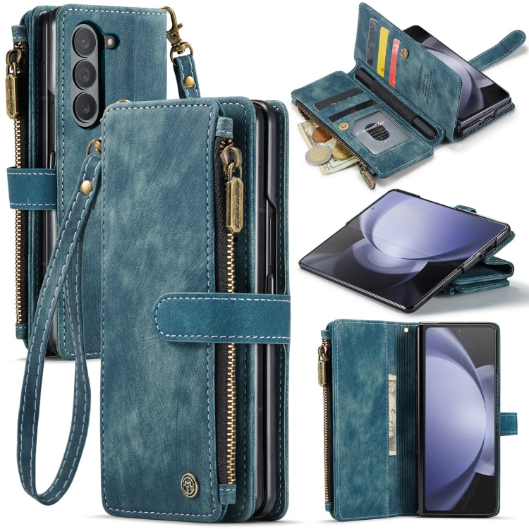 For Samsung Galaxy Z Fold5 CaseMe C30 Multifunctional Card Slots Zipper Phone Leather Phone Case