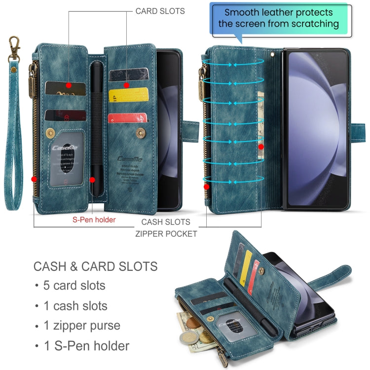 For Samsung Galaxy Z Fold5 CaseMe C30 Multifunctional Card Slots Zipper Phone Leather Phone Case