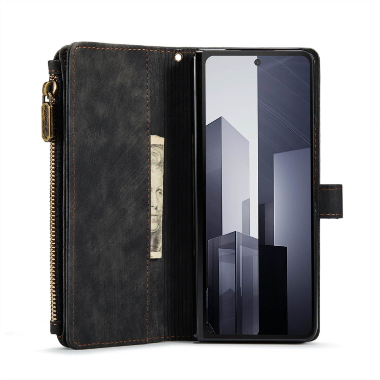 For Samsung Galaxy Z Fold6 5G CaseMe C30 Multifunctional Card Slots Zipper Phone Leather Phone Case