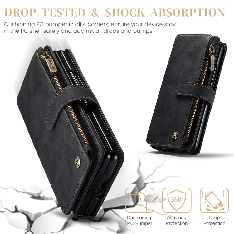 For Samsung Galaxy Z Fold6 5G CaseMe C30 Multifunctional Card Slots Zipper Phone Leather Phone Case