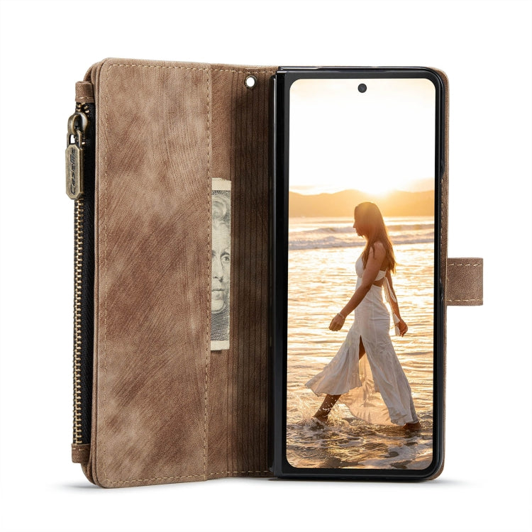 For Samsung Galaxy Z Fold6 5G CaseMe C30 Multifunctional Card Slots Zipper Phone Leather Phone Case