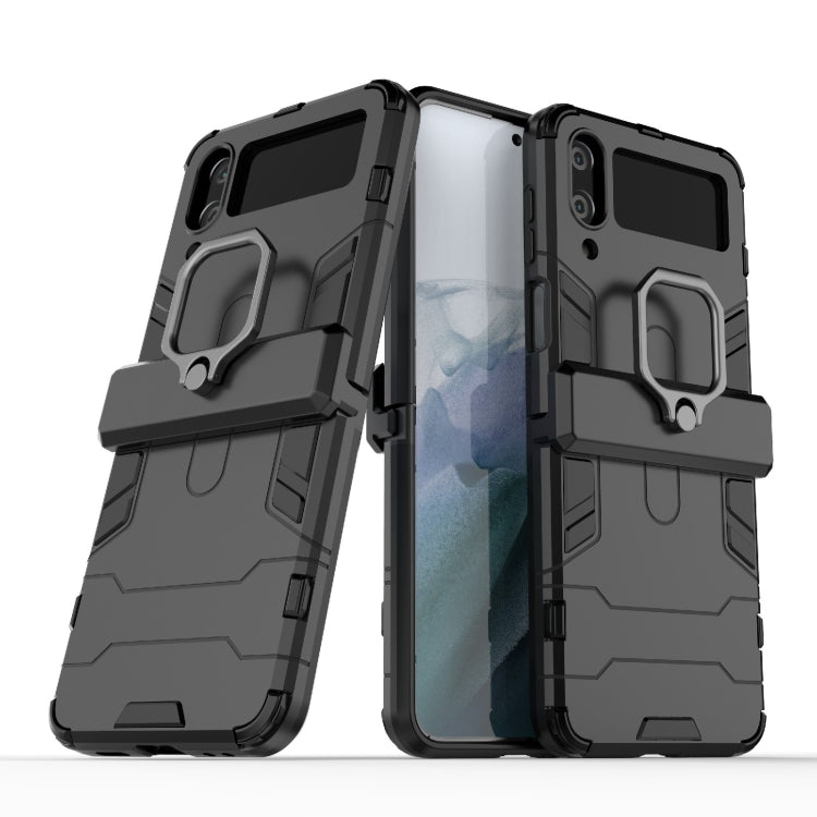 For Samsung Galaxy Z Flip4 PC + TPU Shockproof Protective Phone Case with Magnetic Ring Holder