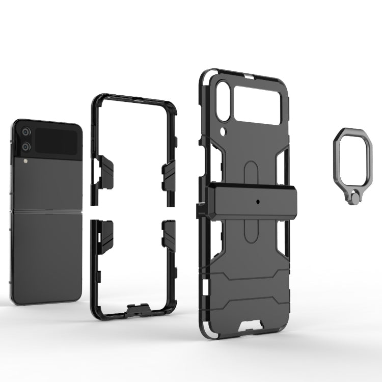 For Samsung Galaxy Z Flip4 PC + TPU Shockproof Protective Phone Case with Magnetic Ring Holder