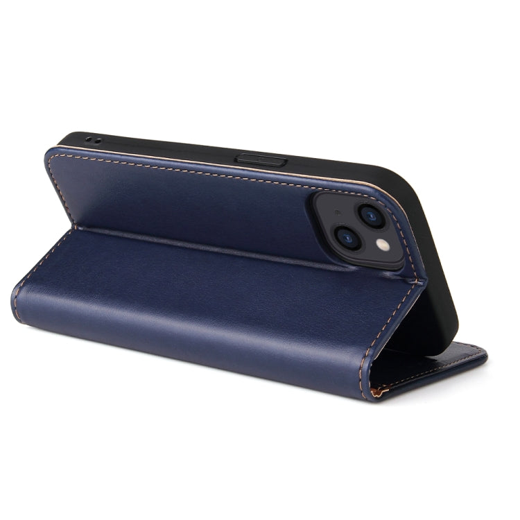 For iPhone 14 Fierre Shann PU Genuine Leather Texture Leather Phone Case