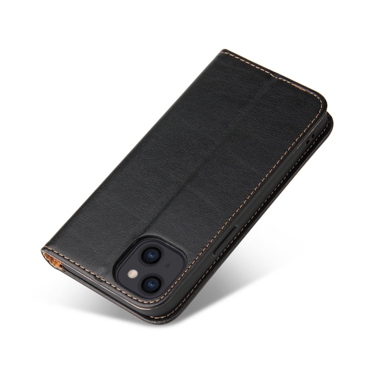 For iPhone 14 Fierre Shann PU Genuine Leather Texture Leather Phone Case