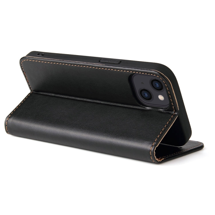 For iPhone 14 Fierre Shann PU Genuine Leather Texture Leather Phone Case