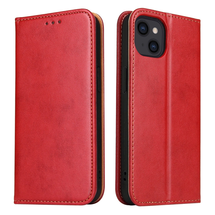 For iPhone 14 Fierre Shann PU Genuine Leather Texture Leather Phone Case