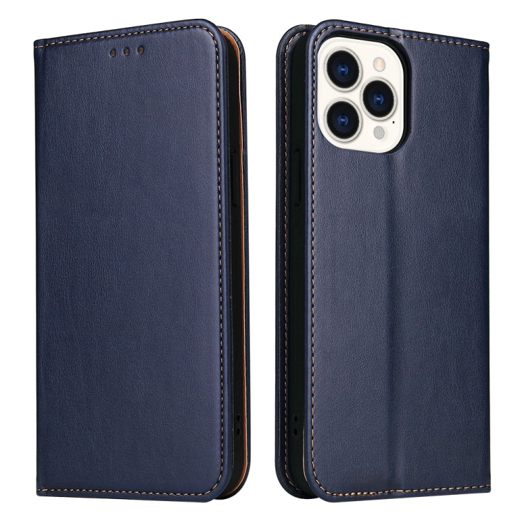 For iPhone 14 Pro Fierre Shann PU Genuine Leather Texture Leather Phone Case