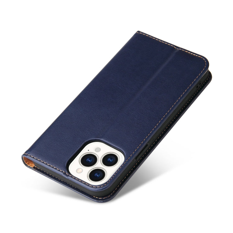 For iPhone 14 Pro Fierre Shann PU Genuine Leather Texture Leather Phone Case
