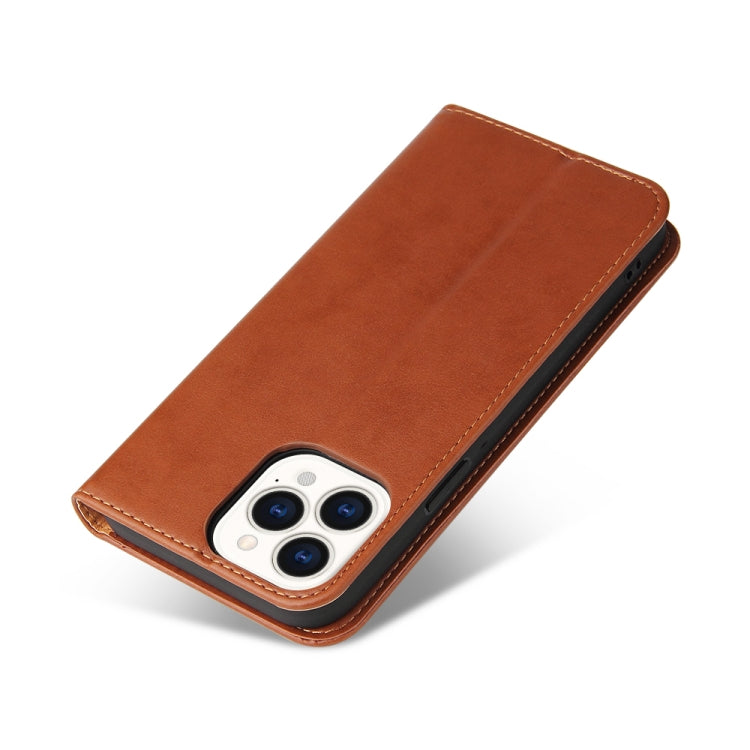 For iPhone 14 Pro Fierre Shann PU Genuine Leather Texture Leather Phone Case
