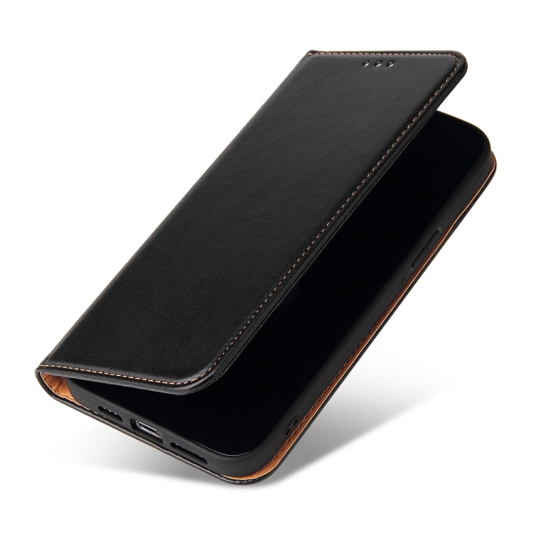 For iPhone 14 Pro Fierre Shann PU Genuine Leather Texture Leather Phone Case