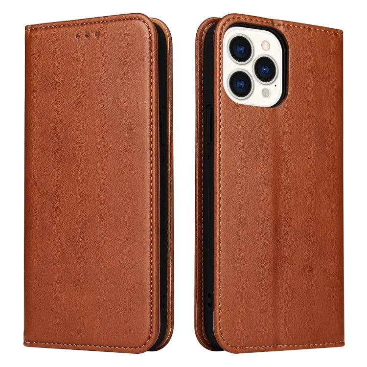 For iPhone 14 Pro Max Fierre Shann PU Genuine Leather Texture Leather Phone Case