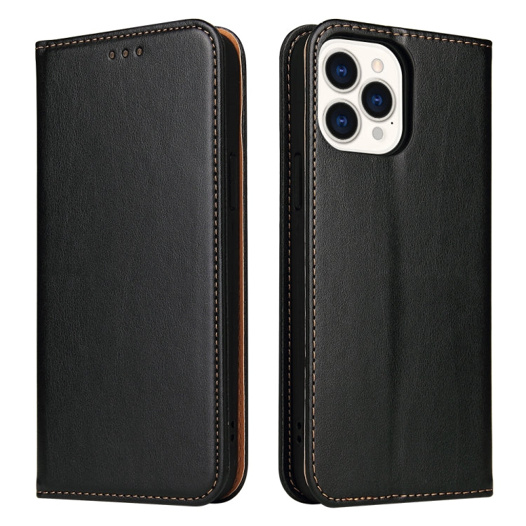 For iPhone 14 Pro Max Fierre Shann PU Genuine Leather Texture Leather Phone Case