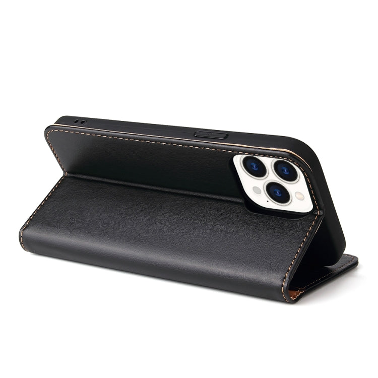 For iPhone 14 Pro Max Fierre Shann PU Genuine Leather Texture Leather Phone Case