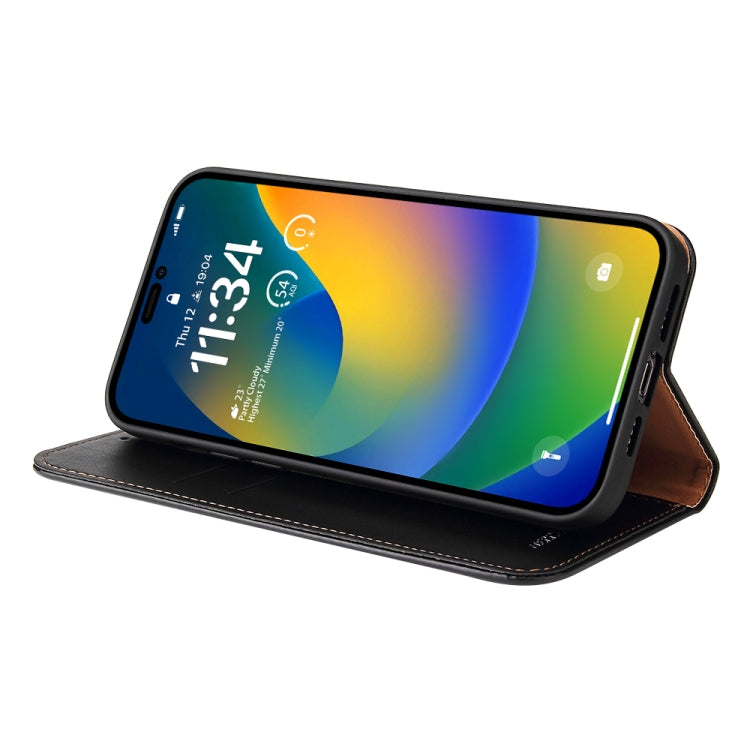 For iPhone 14 Pro Max Fierre Shann PU Genuine Leather Texture Leather Phone Case