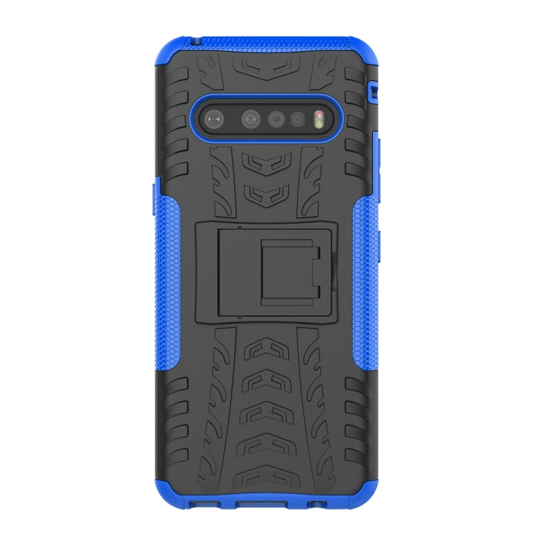For LG V60 ThinQ Tire Texture Shockproof TPU+PC Protective Case with Holder