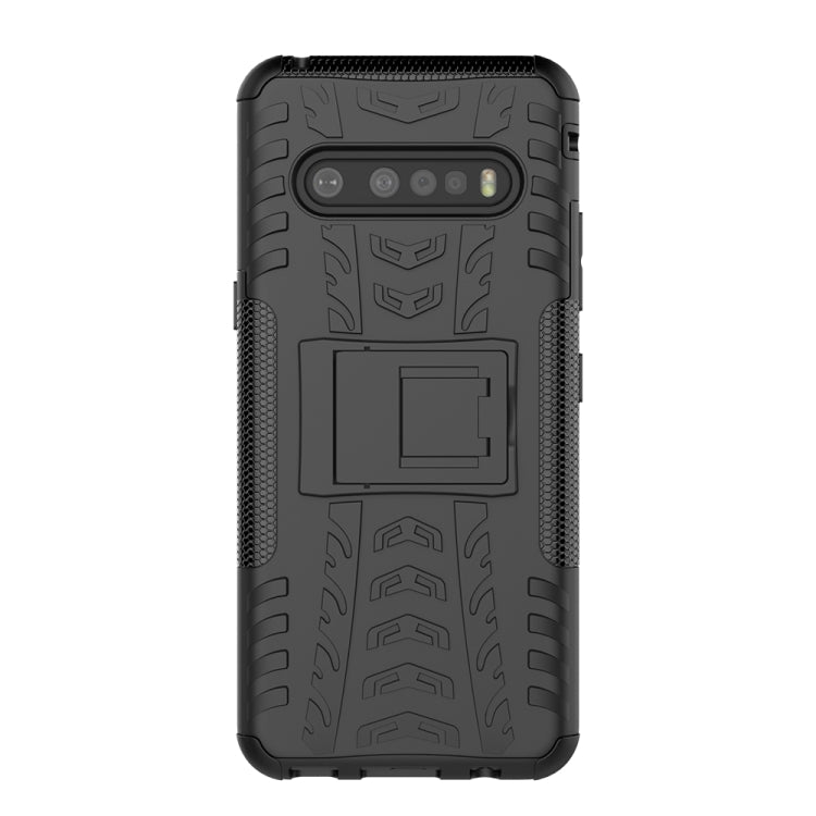 For LG V60 ThinQ Tire Texture Shockproof TPU+PC Protective Case with Holder