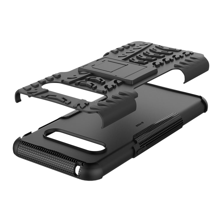For LG V60 ThinQ Tire Texture Shockproof TPU+PC Protective Case with Holder