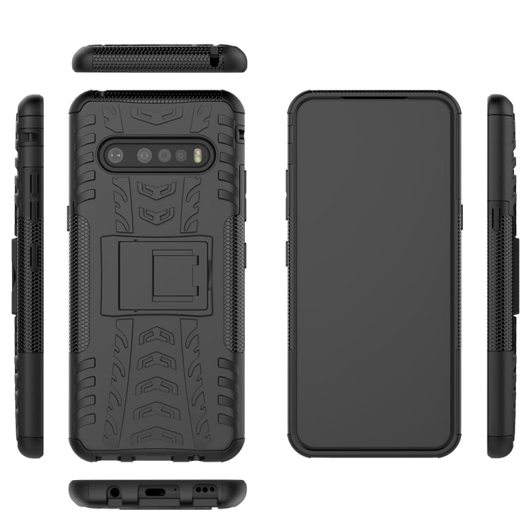 For LG V60 ThinQ Tire Texture Shockproof TPU+PC Protective Case with Holder