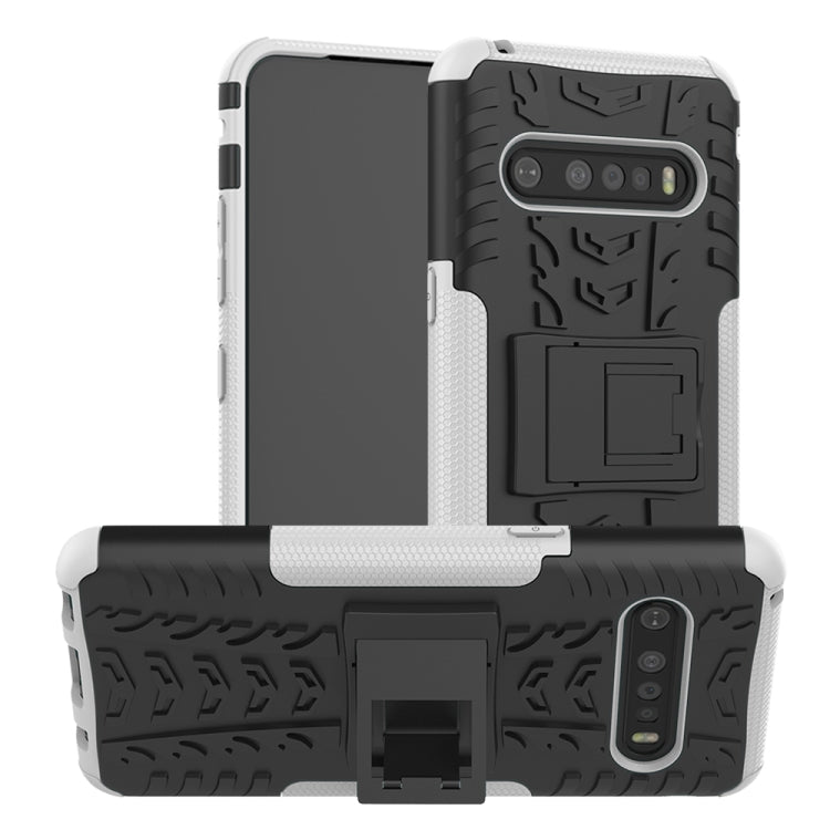 For LG V60 ThinQ Tire Texture Shockproof TPU+PC Protective Case with Holder