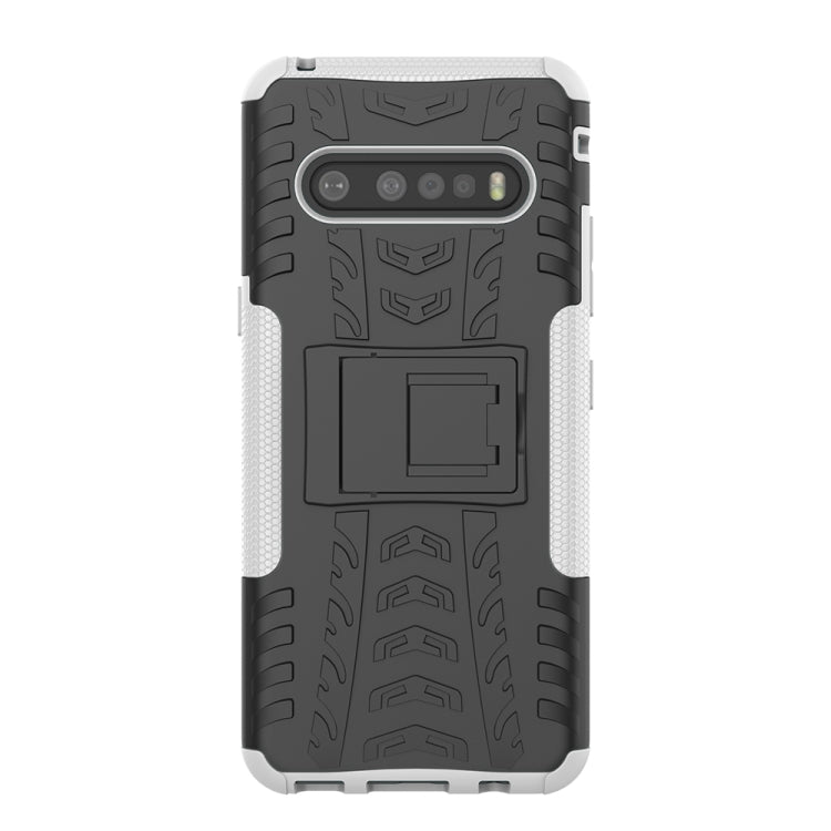 For LG V60 ThinQ Tire Texture Shockproof TPU+PC Protective Case with Holder