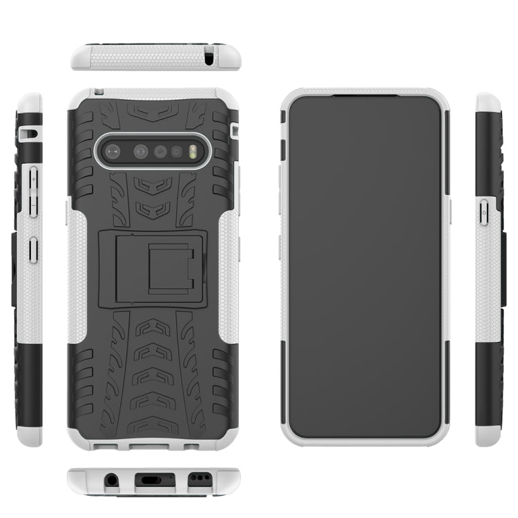 For LG V60 ThinQ Tire Texture Shockproof TPU+PC Protective Case with Holder