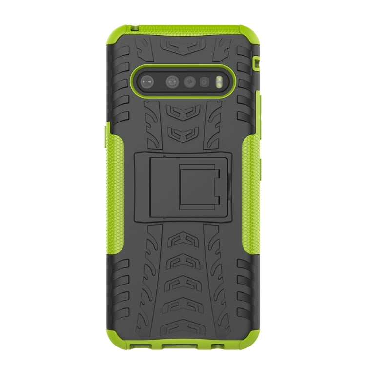 For LG V60 ThinQ Tire Texture Shockproof TPU+PC Protective Case with Holder