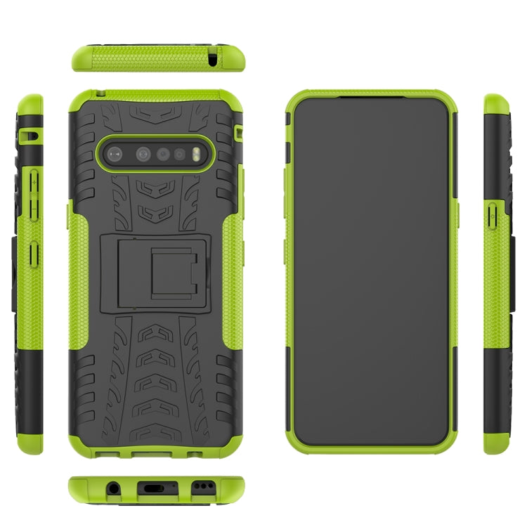 For LG V60 ThinQ Tire Texture Shockproof TPU+PC Protective Case with Holder