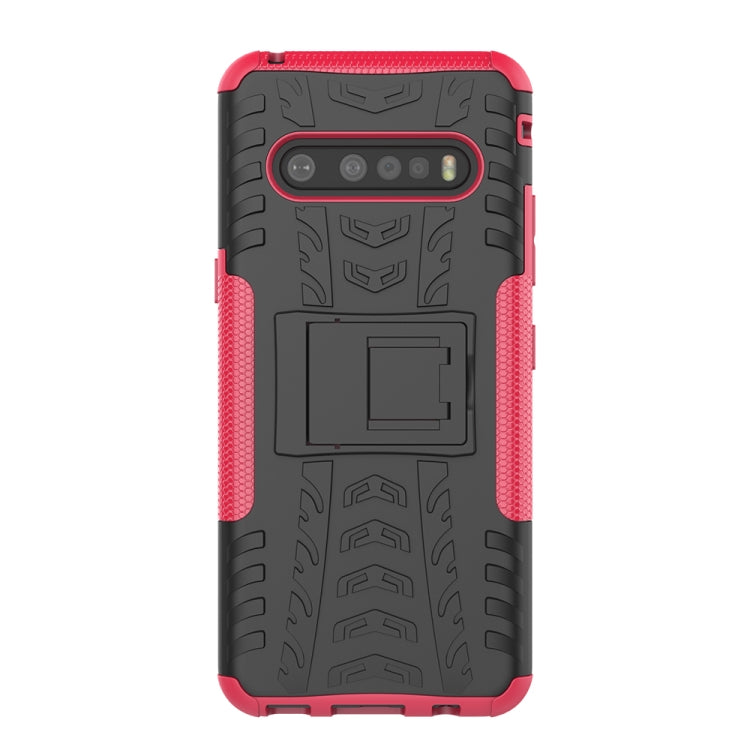 For LG V60 ThinQ Tire Texture Shockproof TPU+PC Protective Case with Holder