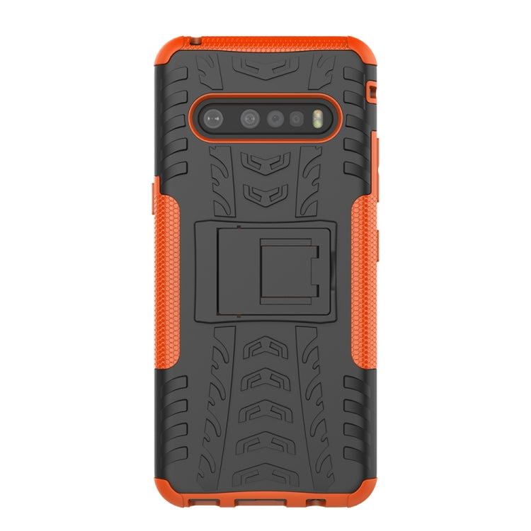 For LG V60 ThinQ Tire Texture Shockproof TPU+PC Protective Case with Holder