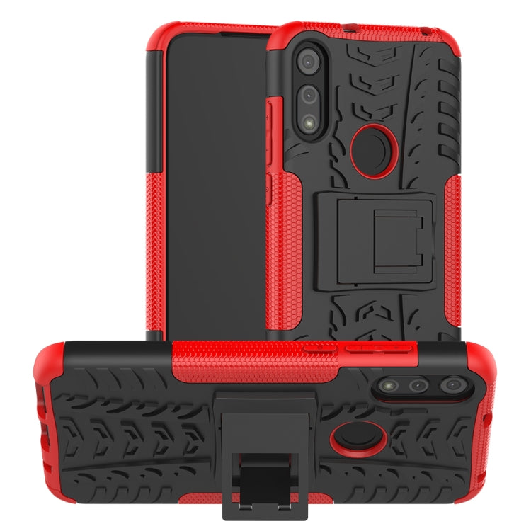 For Motorola Moto E (2020) Tire Texture Shockproof TPU+PC Protective Case with Holder