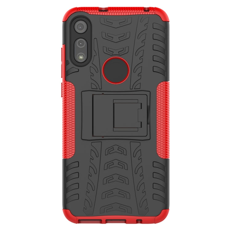 For Motorola Moto E (2020) Tire Texture Shockproof TPU+PC Protective Case with Holder