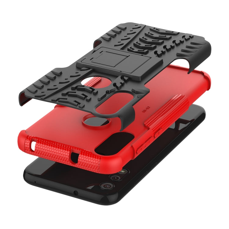 For Motorola Moto E (2020) Tire Texture Shockproof TPU+PC Protective Case with Holder