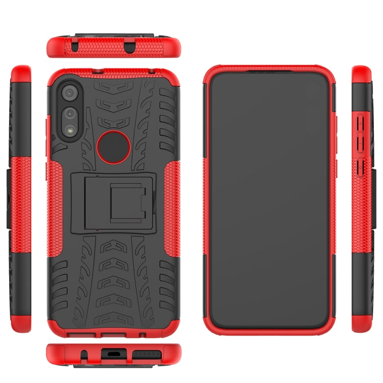 For Motorola Moto E (2020) Tire Texture Shockproof TPU+PC Protective Case with Holder