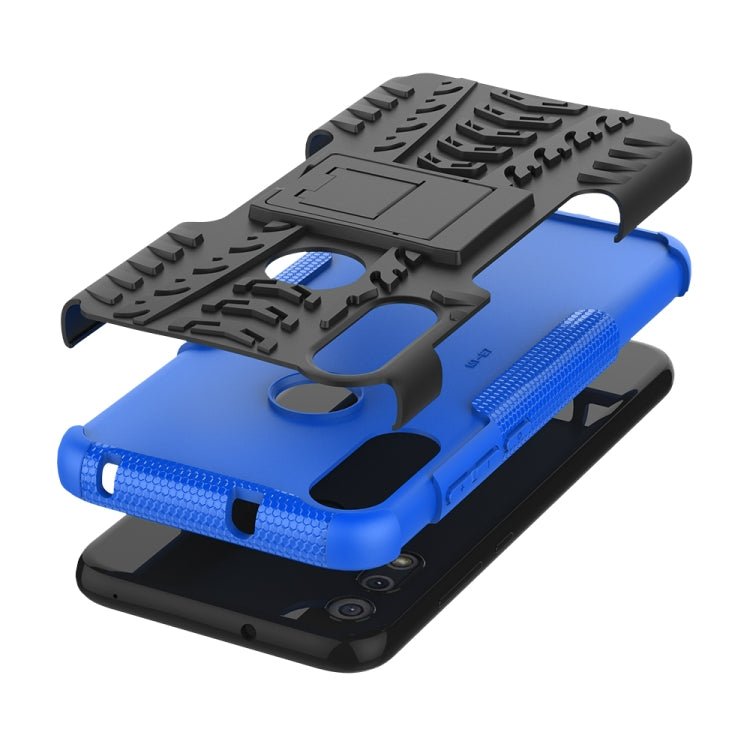 For Motorola Moto E (2020) Tire Texture Shockproof TPU+PC Protective Case with Holder