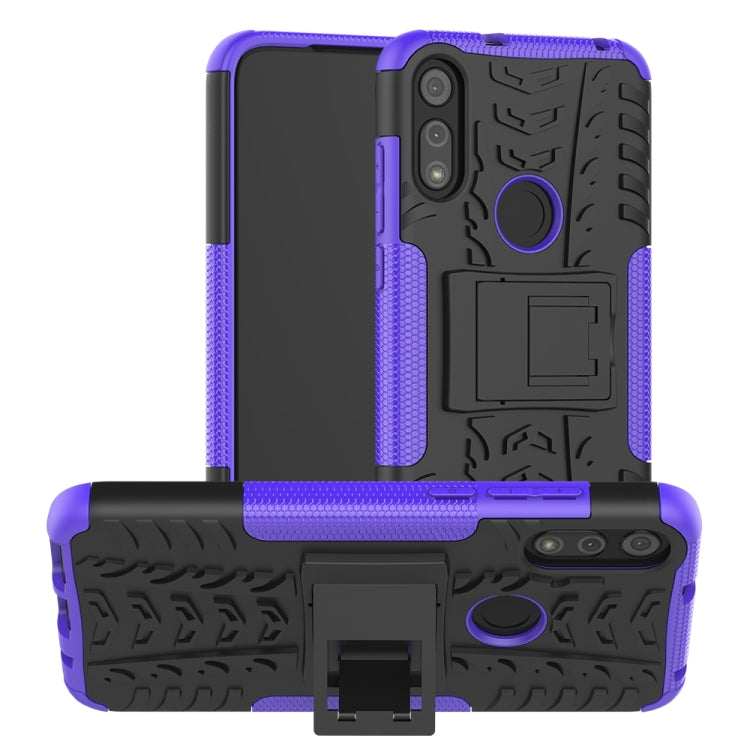 For Motorola Moto E (2020) Tire Texture Shockproof TPU+PC Protective Case with Holder
