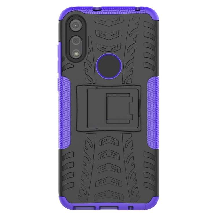 For Motorola Moto E (2020) Tire Texture Shockproof TPU+PC Protective Case with Holder