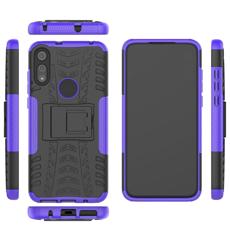 For Motorola Moto E (2020) Tire Texture Shockproof TPU+PC Protective Case with Holder